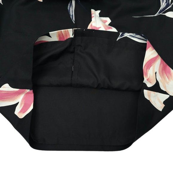 Ann Taylor Factory Floral Pencil Skirt Womens Sz 10 Black Pink Back Zip Slit NEW - Picture 6 of 16